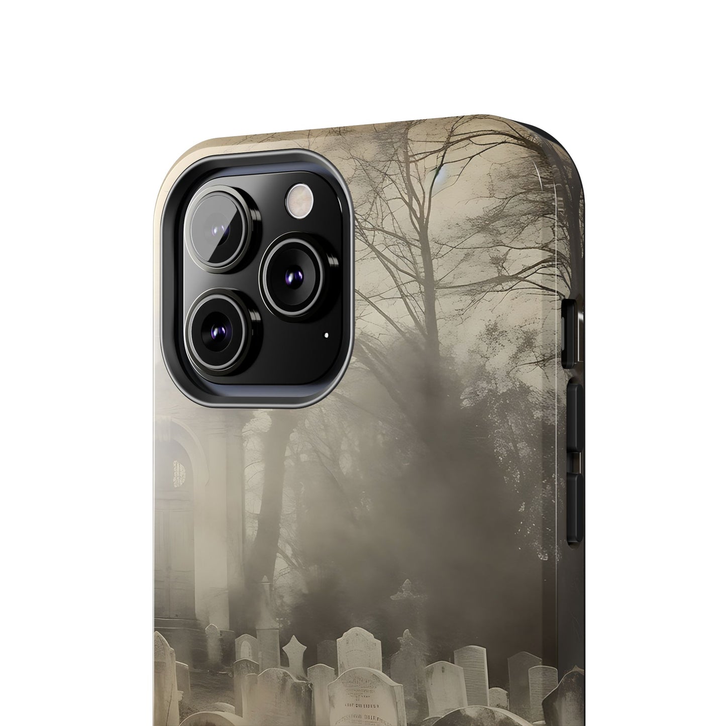 Cemetery Graveyard Phone Case — Spooky Fog Tombstone Tough Phone Case