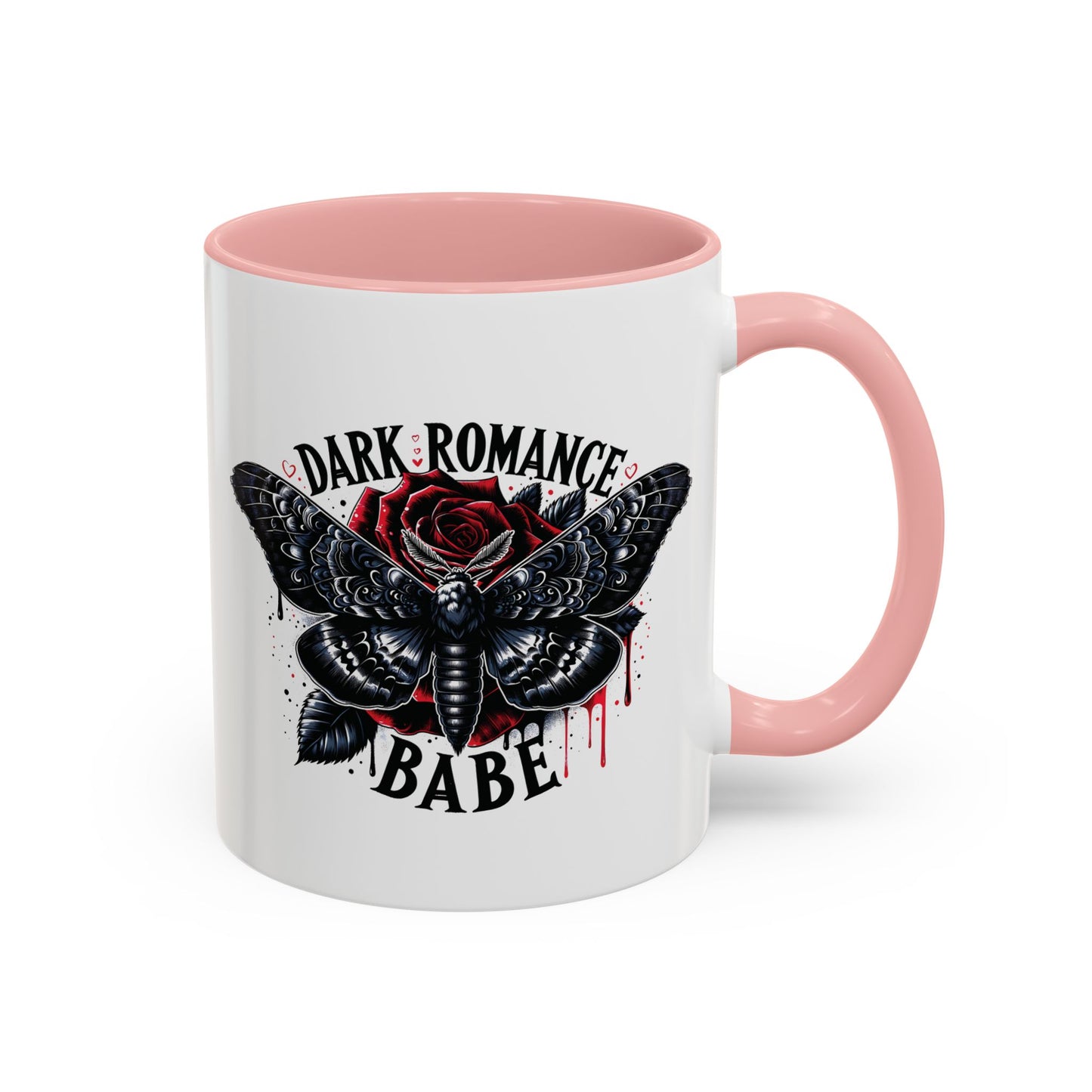 Dark Romance Babe Coffee Mug — Gothic Moth & Rose Accent Mug