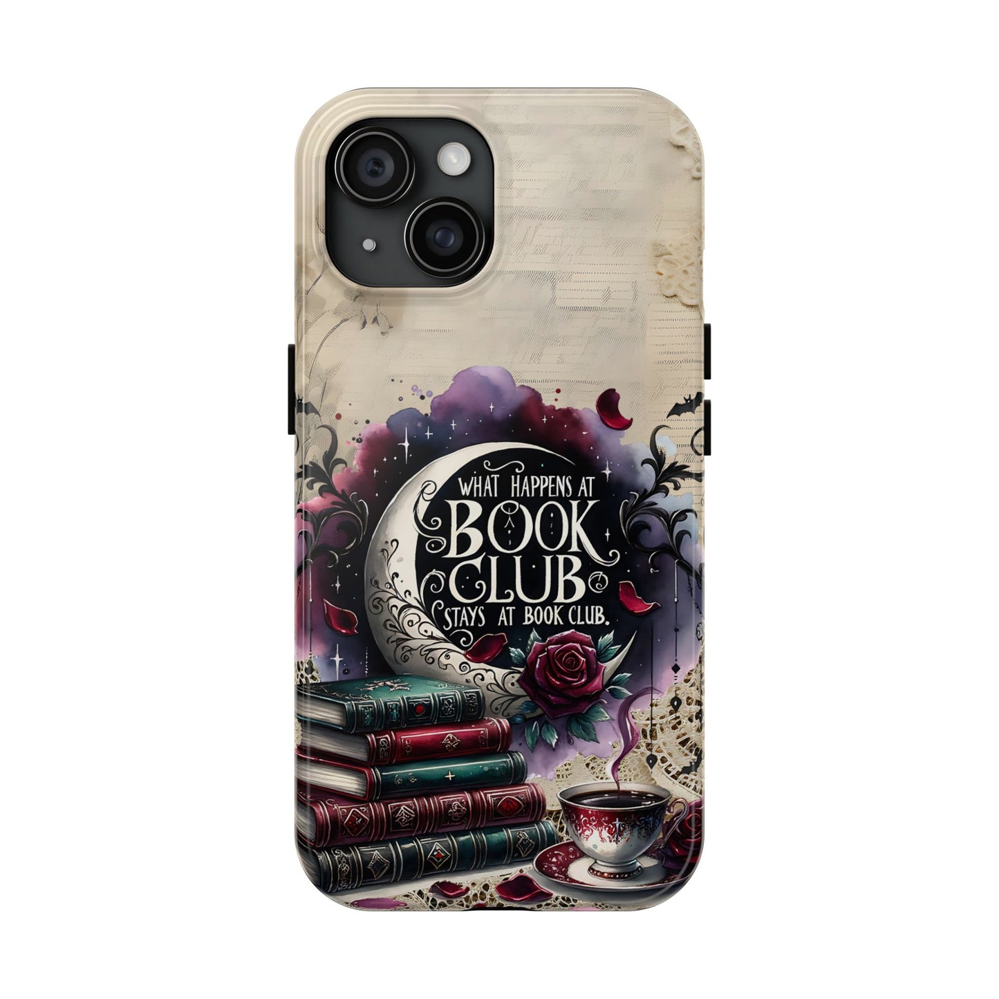 Book Club Phone Case — "What Happens at Book Club Stays at Book Club" Cozy Literary Design
