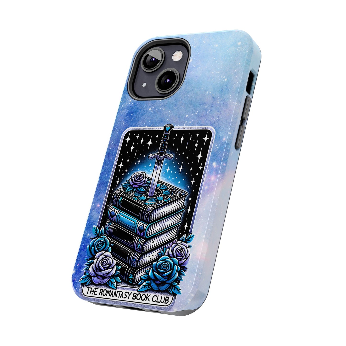 Fantasy Book Club Tough Phone Case — Sword & Stacked Books Design