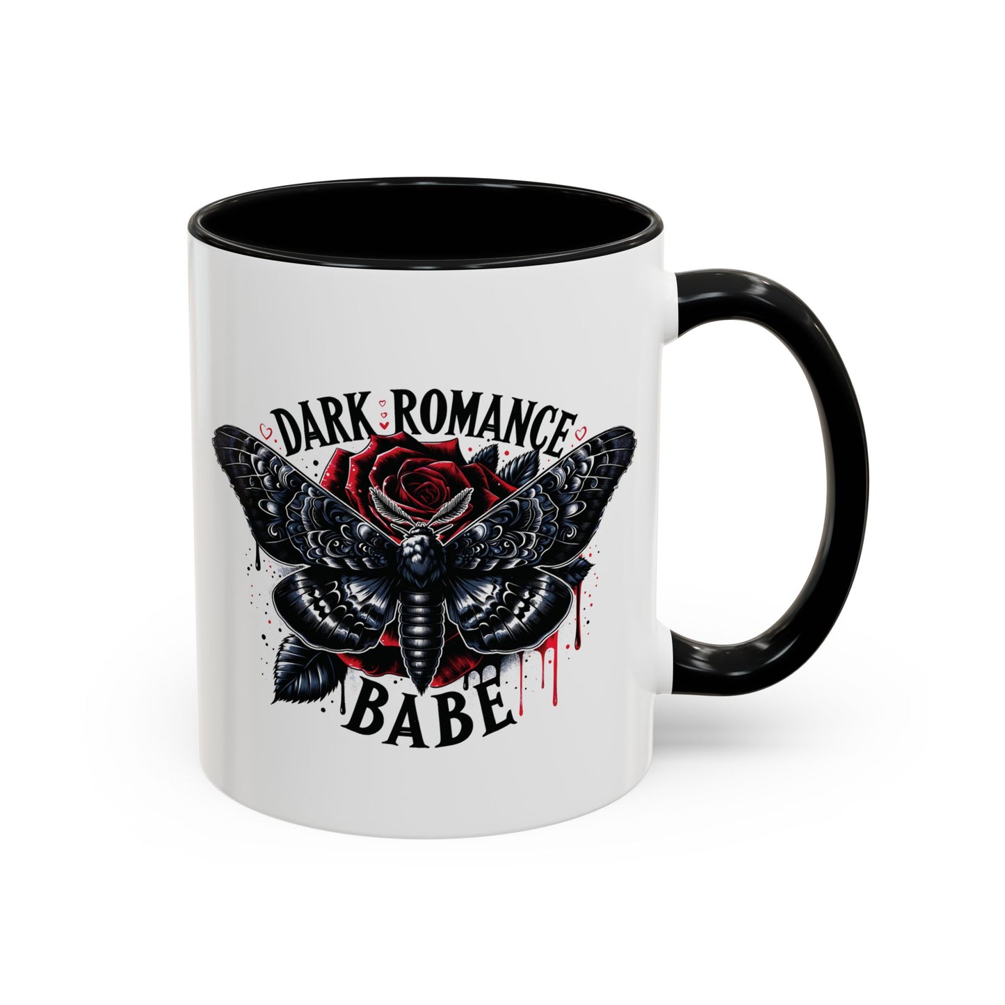 Dark Romance Babe Coffee Mug — Gothic Moth & Rose Accent Mug
