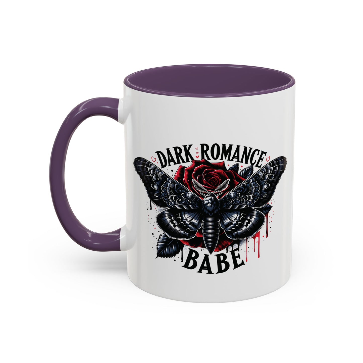 Dark Romance Babe Coffee Mug — Gothic Moth & Rose Accent Mug