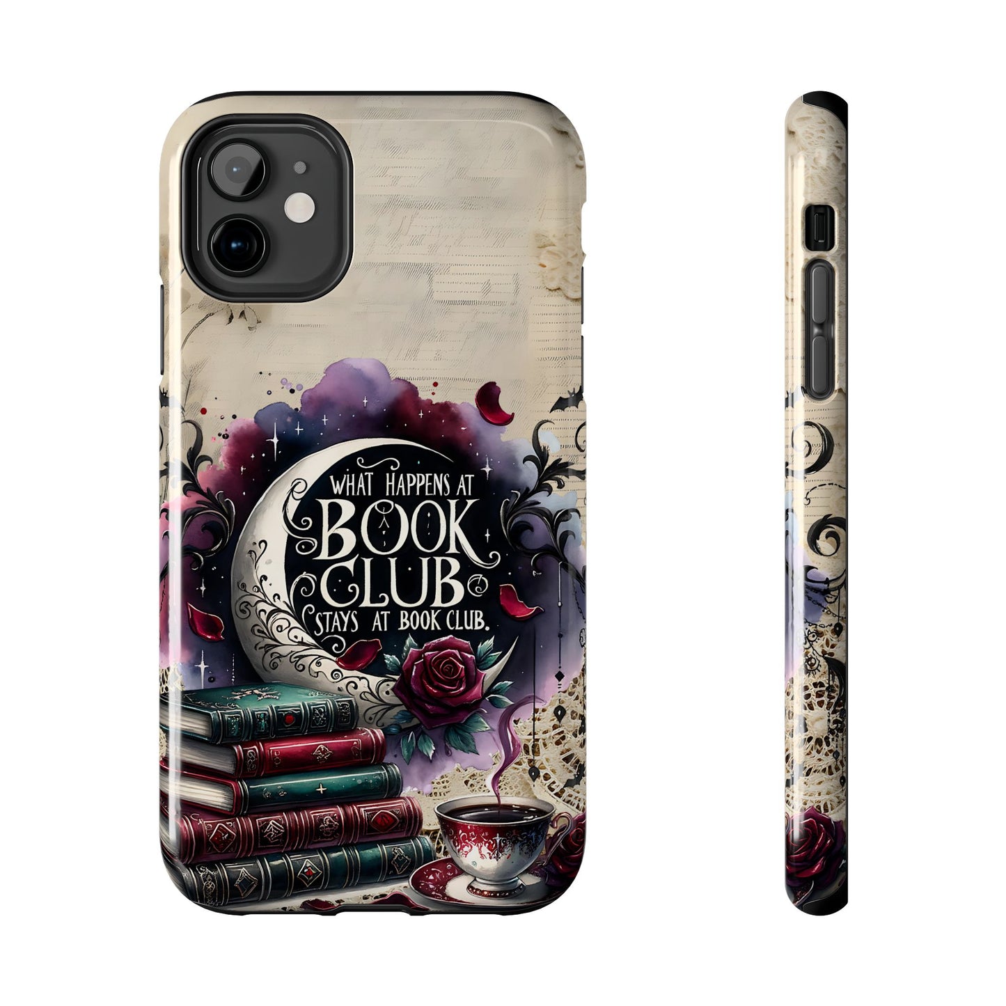 Book Club Phone Case — "What Happens at Book Club Stays at Book Club" Cozy Literary Design
