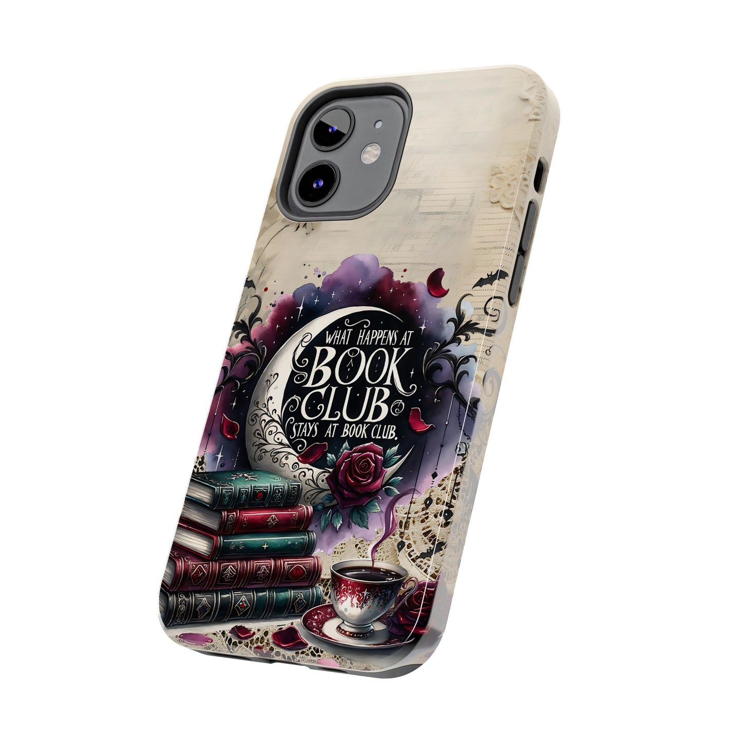 Book Club Phone Case — "What Happens at Book Club Stays at Book Club" Cozy Literary Design