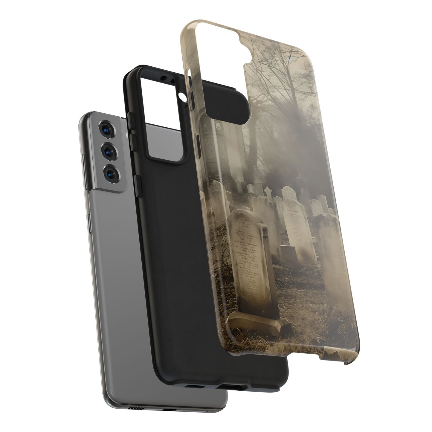 Cemetery Graveyard Phone Case — Spooky Fog Tombstone Tough Phone Case