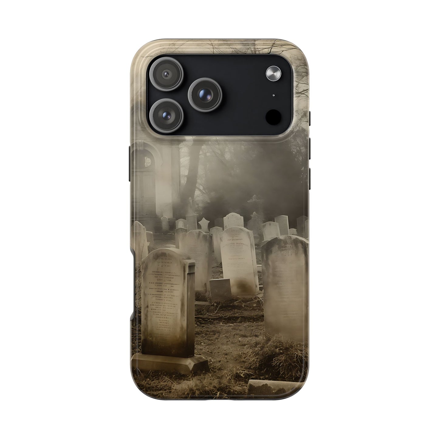 Cemetery Graveyard Phone Case — Spooky Fog Tombstone Tough Phone Case