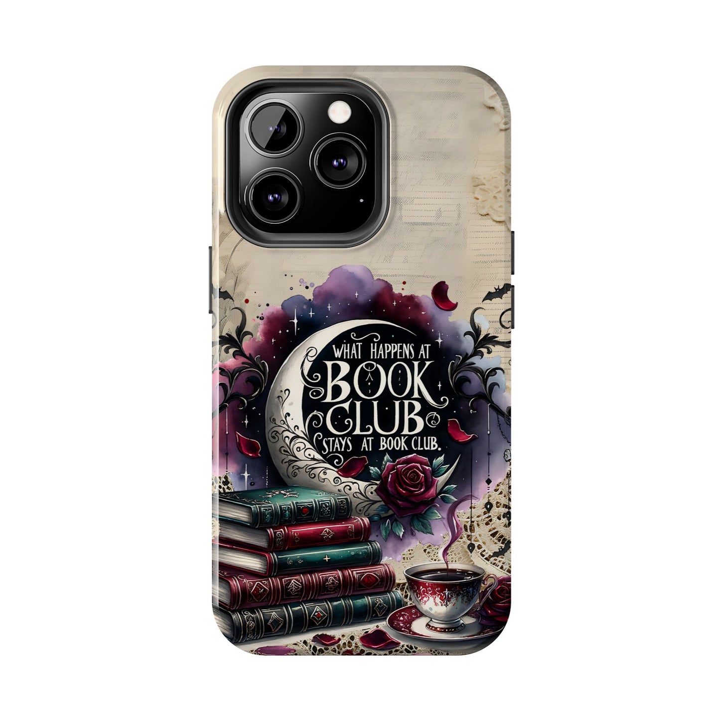 Book Club Phone Case — "What Happens at Book Club Stays at Book Club" Cozy Literary Design