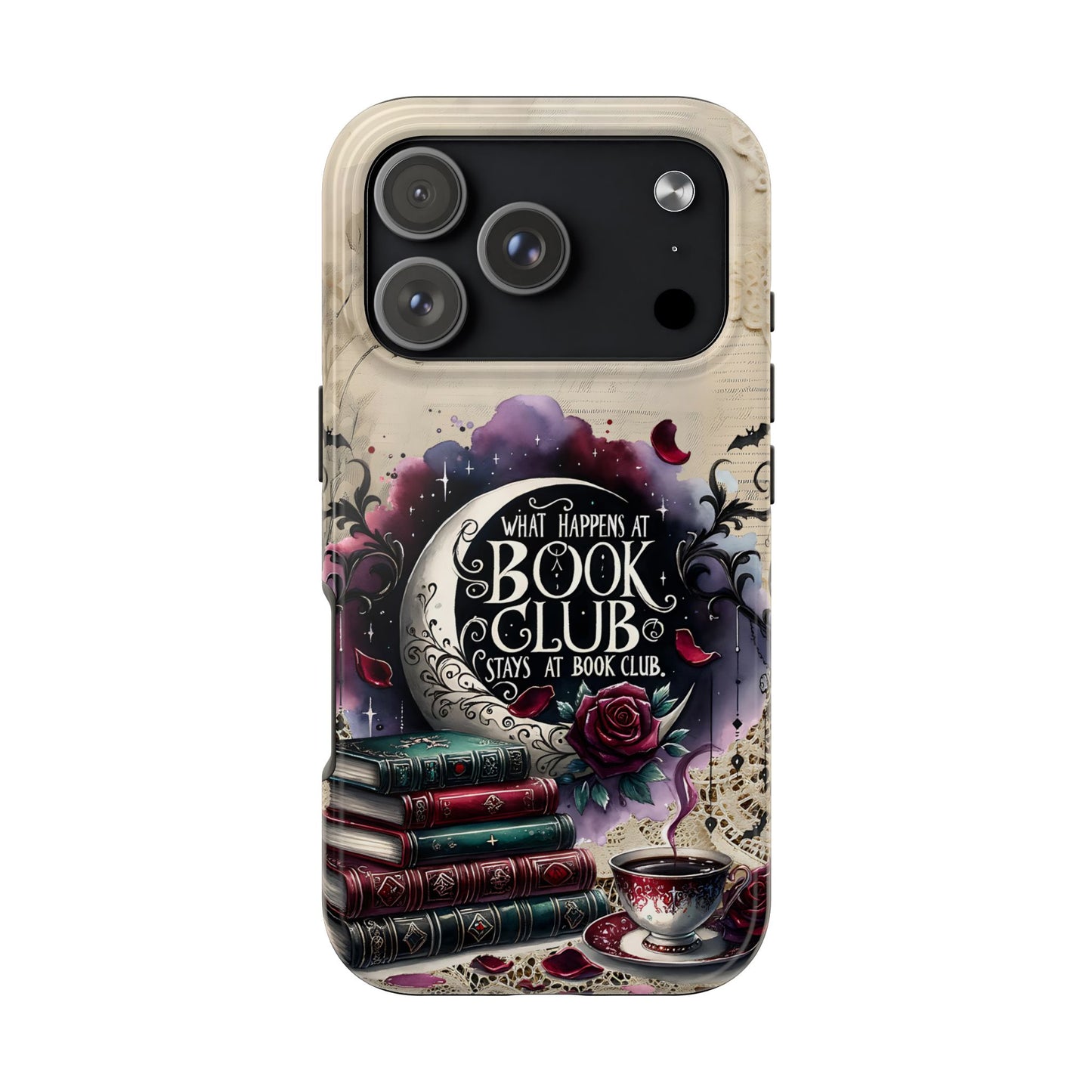 Book Club Phone Case — "What Happens at Book Club Stays at Book Club" Cozy Literary Design