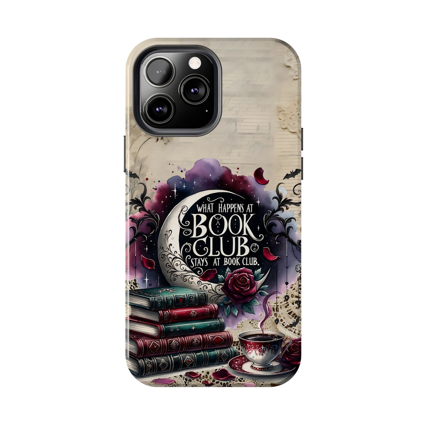 Book Club Phone Case — "What Happens at Book Club Stays at Book Club" Cozy Literary Design