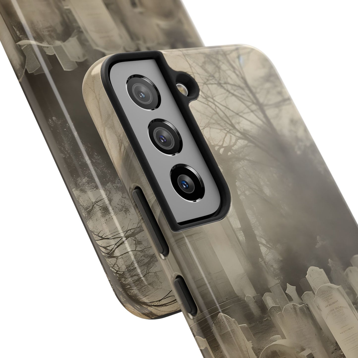 Cemetery Graveyard Phone Case — Spooky Fog Tombstone Tough Phone Case