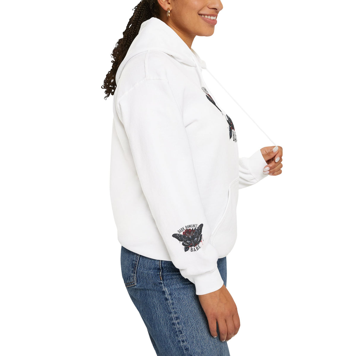Dark Romance Babe Hoodie - Gothic Moth Graphic Pullover