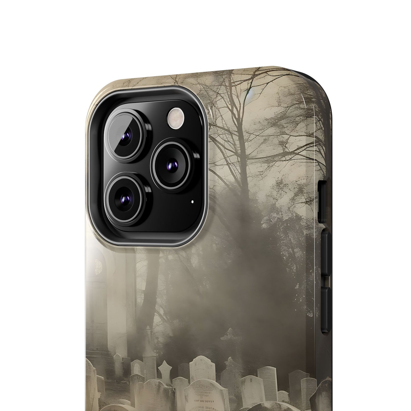 Cemetery Graveyard Phone Case — Spooky Fog Tombstone Tough Phone Case