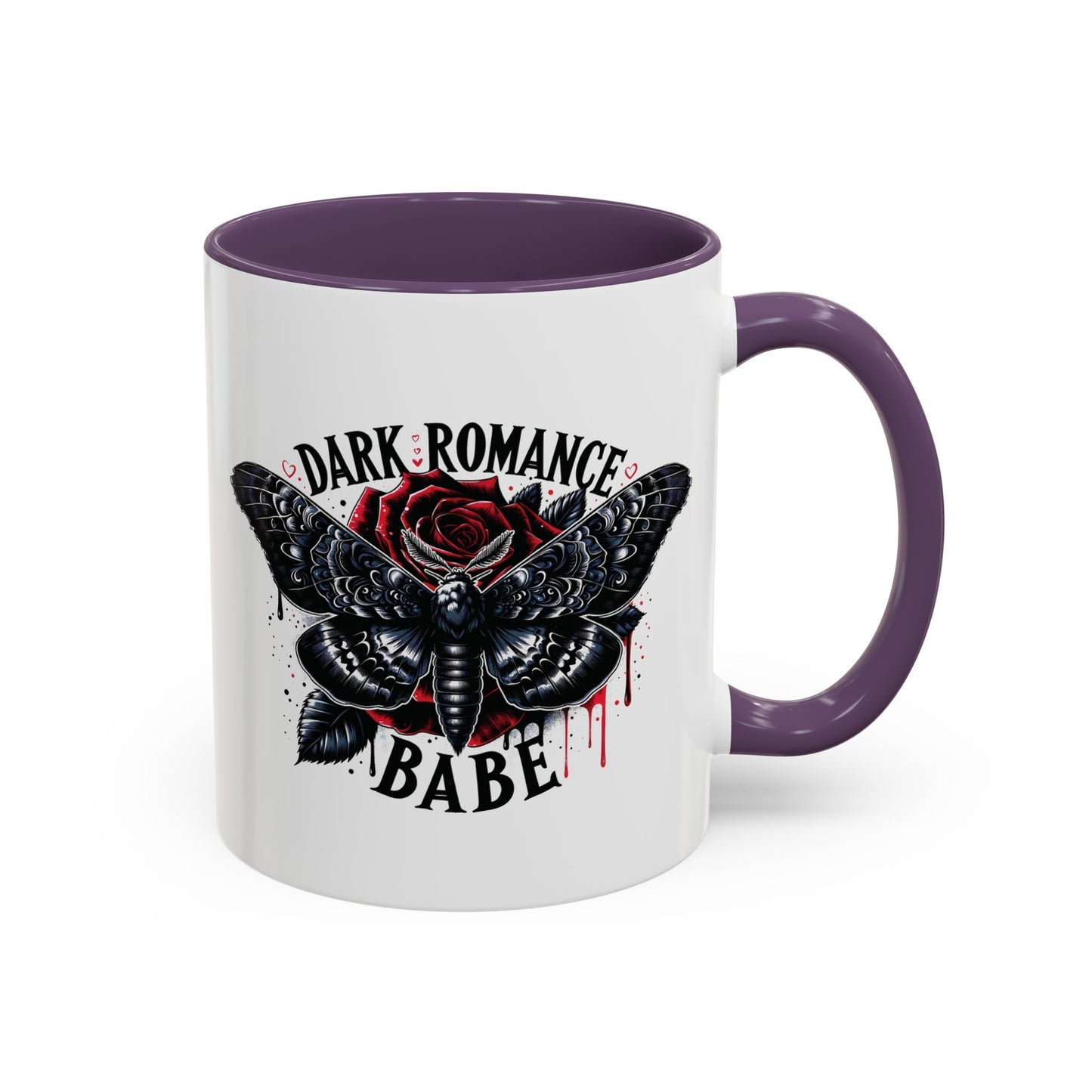 Dark Romance Babe Coffee Mug — Gothic Moth & Rose Accent Mug