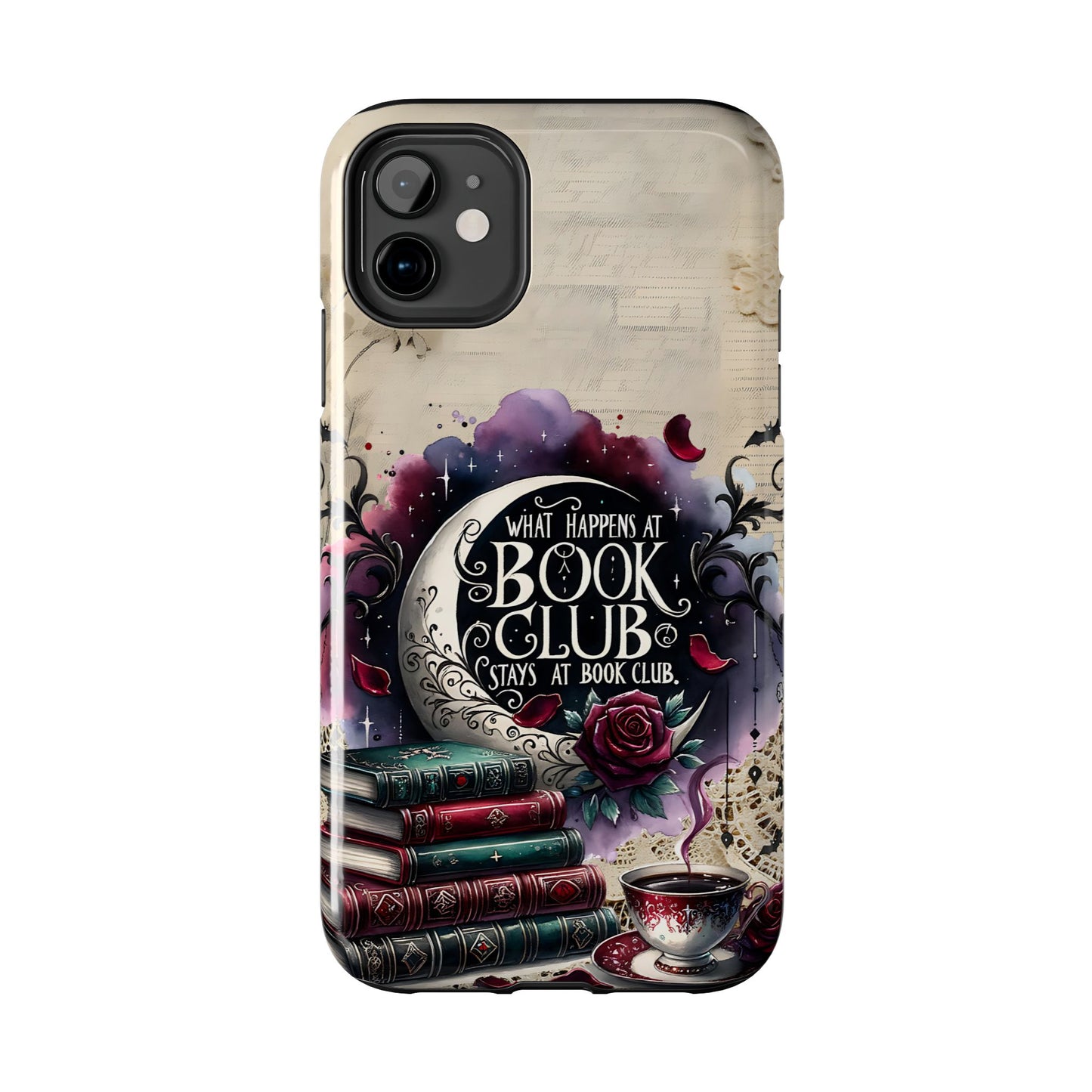 Book Club Phone Case — "What Happens at Book Club Stays at Book Club" Cozy Literary Design