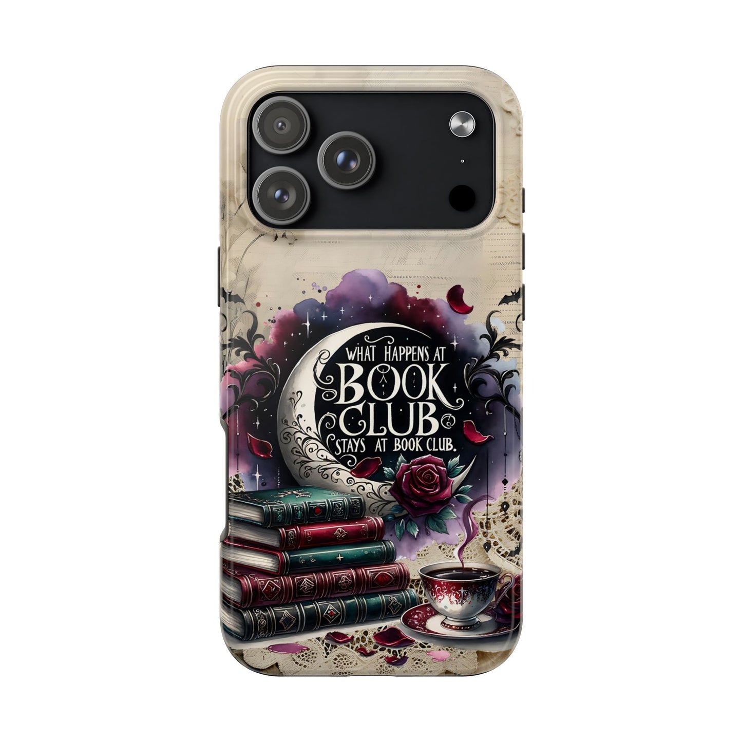Book Club Phone Case — "What Happens at Book Club Stays at Book Club" Cozy Literary Design