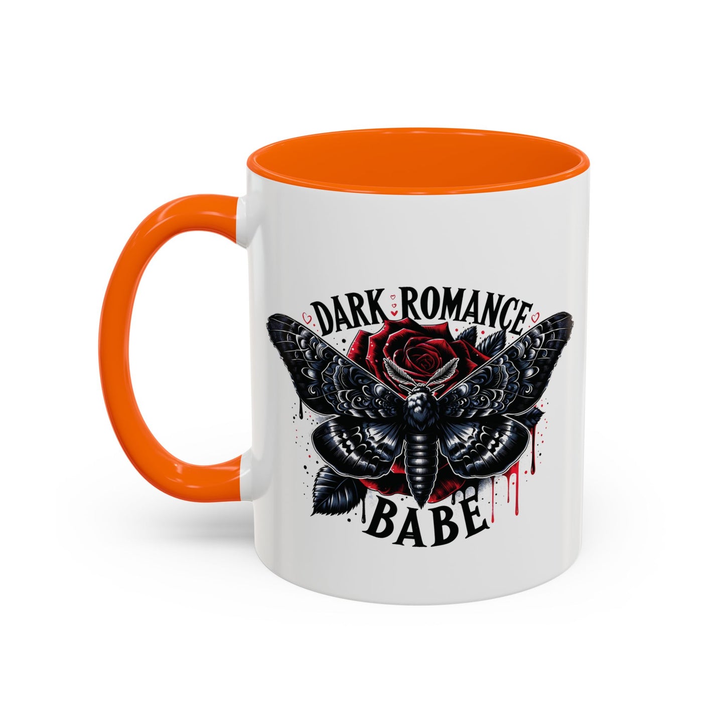 Dark Romance Babe Coffee Mug — Gothic Moth & Rose Accent Mug