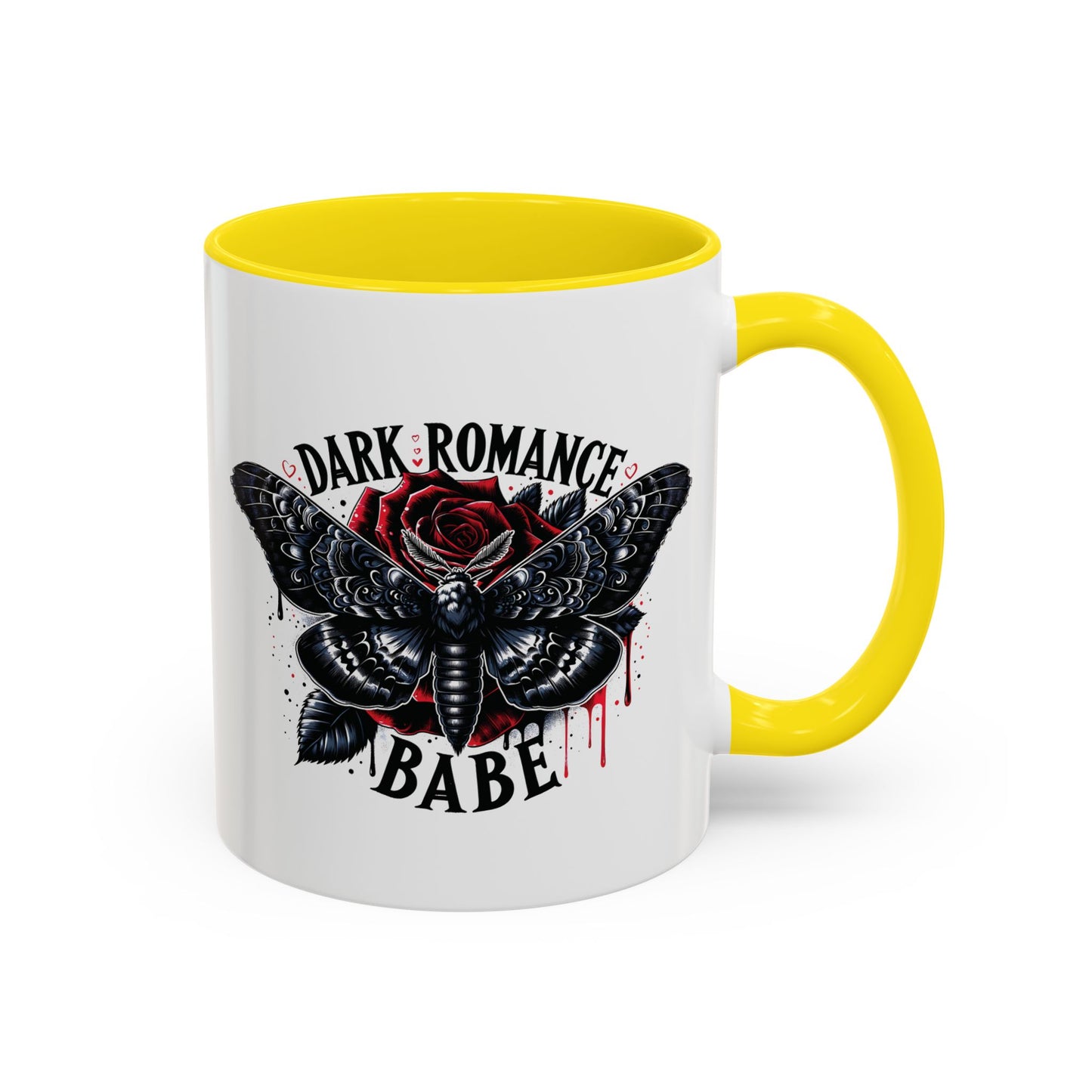 Dark Romance Babe Coffee Mug — Gothic Moth & Rose Accent Mug
