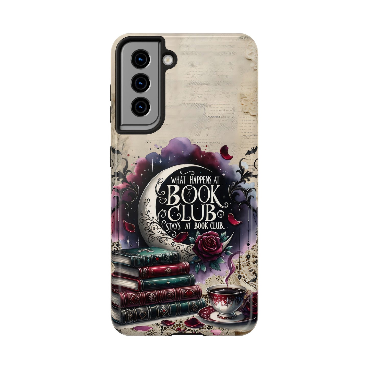 Book Club Phone Case — "What Happens at Book Club Stays at Book Club" Cozy Literary Design