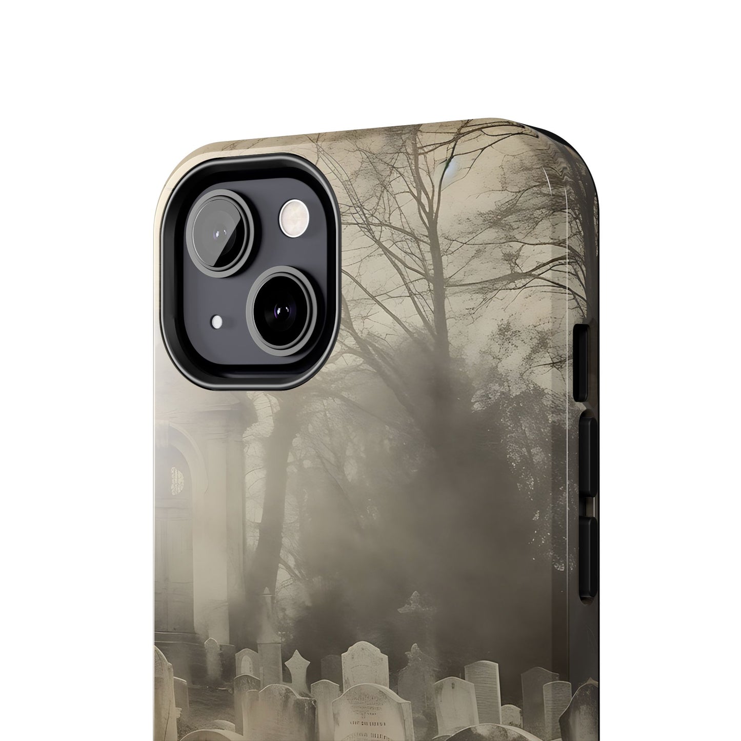 Cemetery Graveyard Phone Case — Spooky Fog Tombstone Tough Phone Case