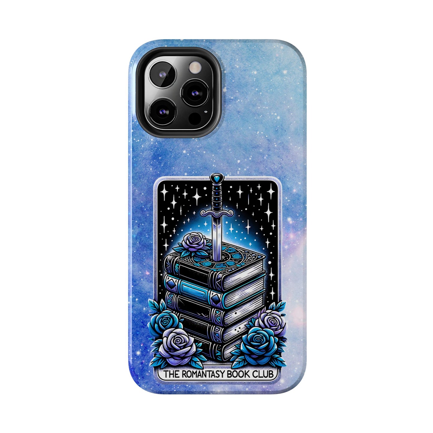 Fantasy Book Club Tough Phone Case — Sword & Stacked Books Design