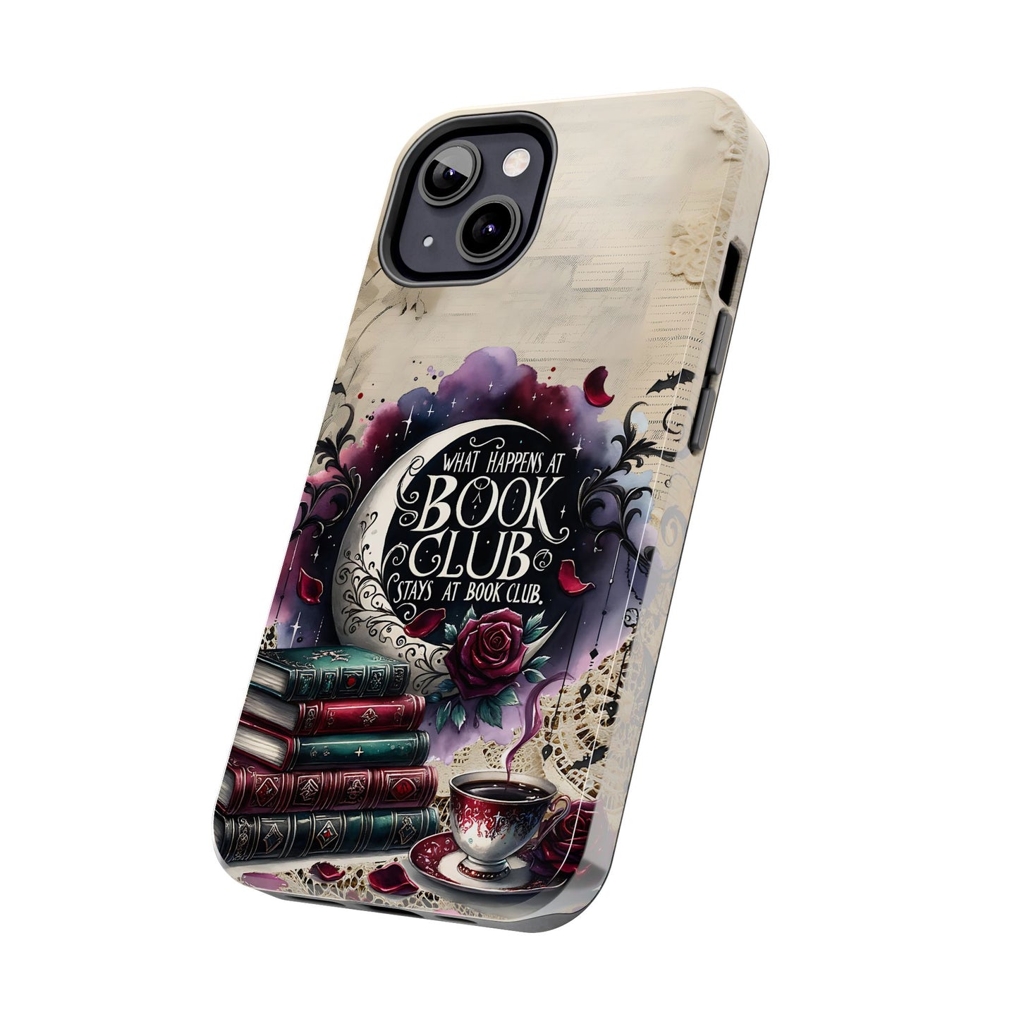 Book Club Phone Case — "What Happens at Book Club Stays at Book Club" Cozy Literary Design
