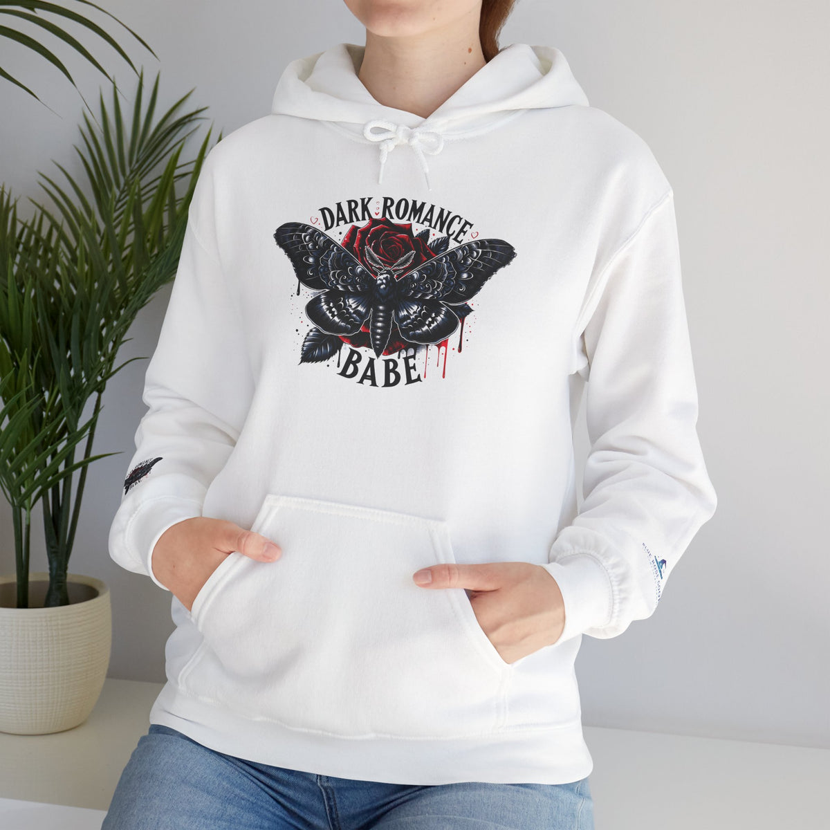 Dark Romance Babe Hoodie - Gothic Moth Graphic Pullover