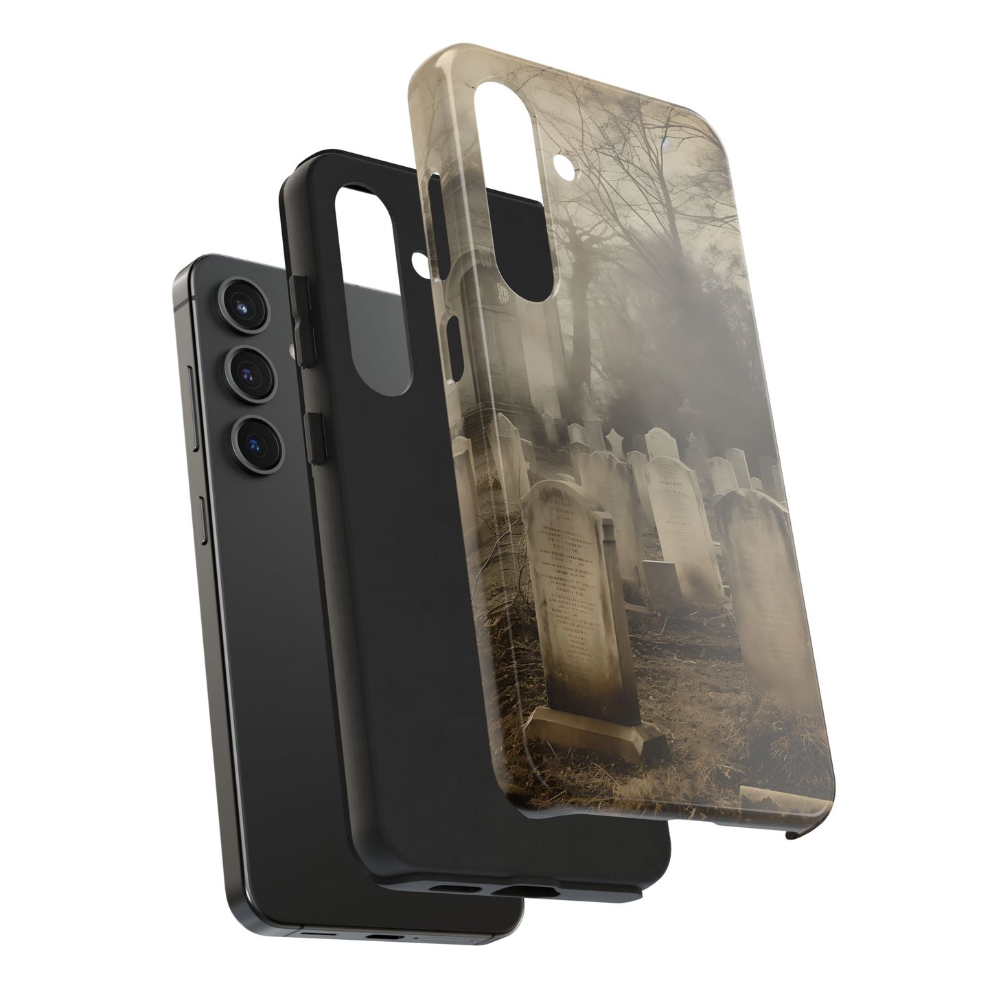 Cemetery Graveyard Phone Case — Spooky Fog Tombstone Tough Phone Case