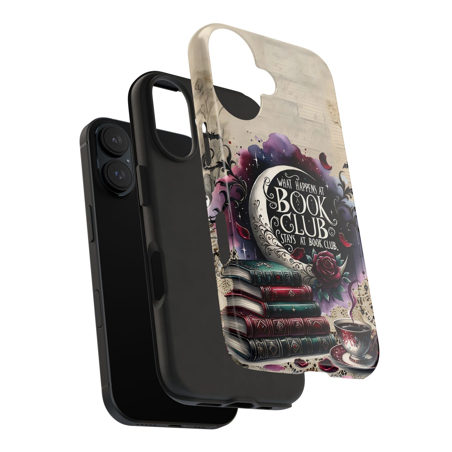 Book Club Phone Case — "What Happens at Book Club Stays at Book Club" Cozy Literary Design