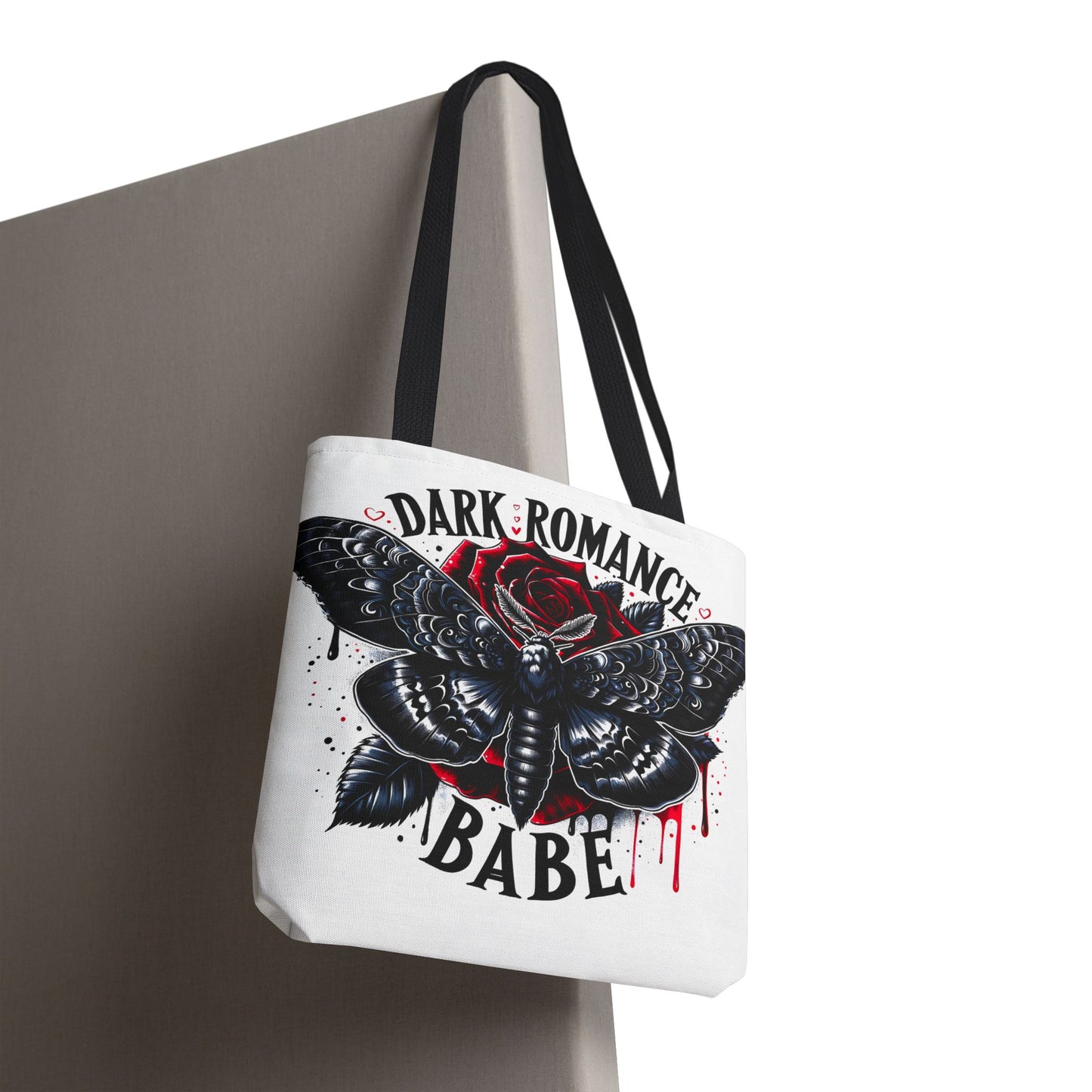 Dark Romance Babe Tote Bag — Gothic Moth & Rose All-Over Print
