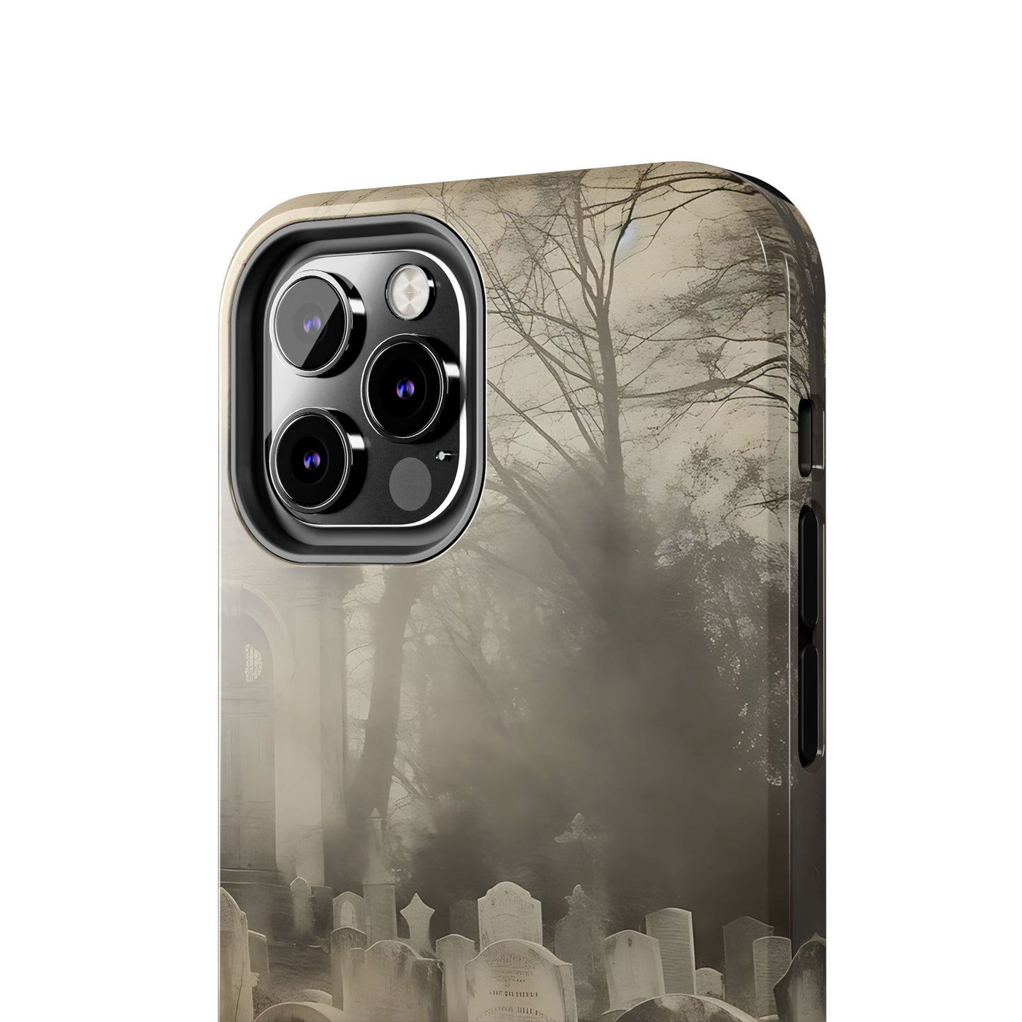 Cemetery Graveyard Phone Case — Spooky Fog Tombstone Tough Phone Case