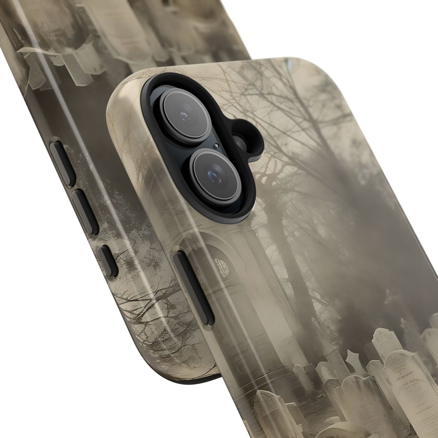 Cemetery Graveyard Phone Case — Spooky Fog Tombstone Tough Phone Case