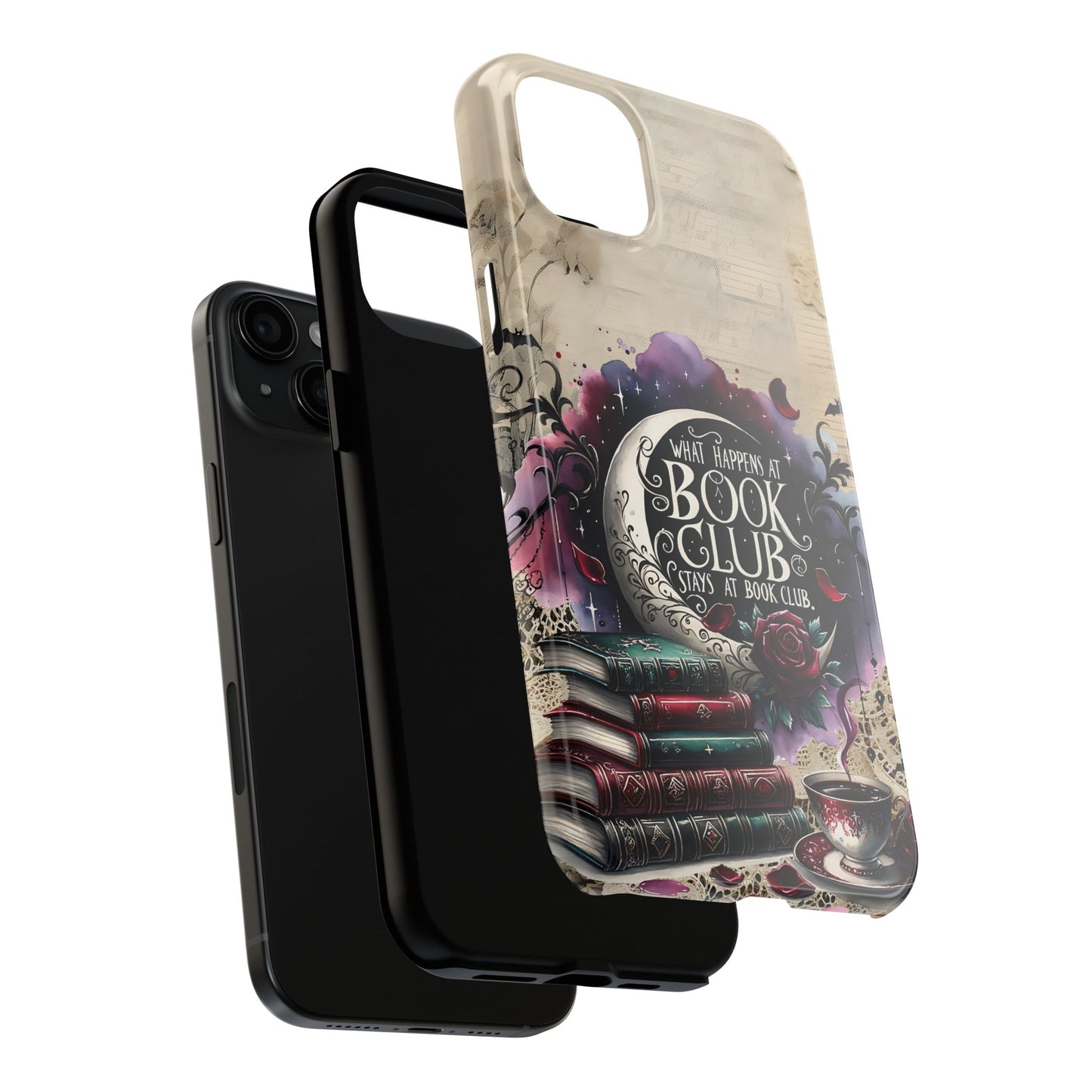 Book Club Phone Case — "What Happens at Book Club Stays at Book Club" Cozy Literary Design