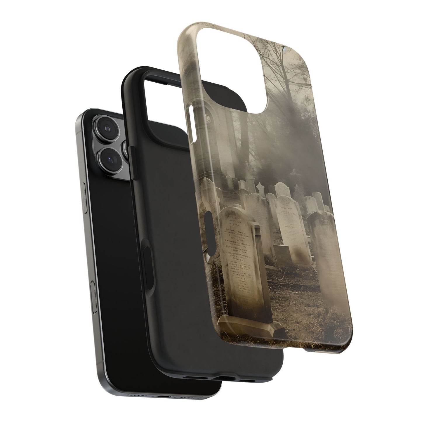 Cemetery Graveyard Phone Case — Spooky Fog Tombstone Tough Phone Case