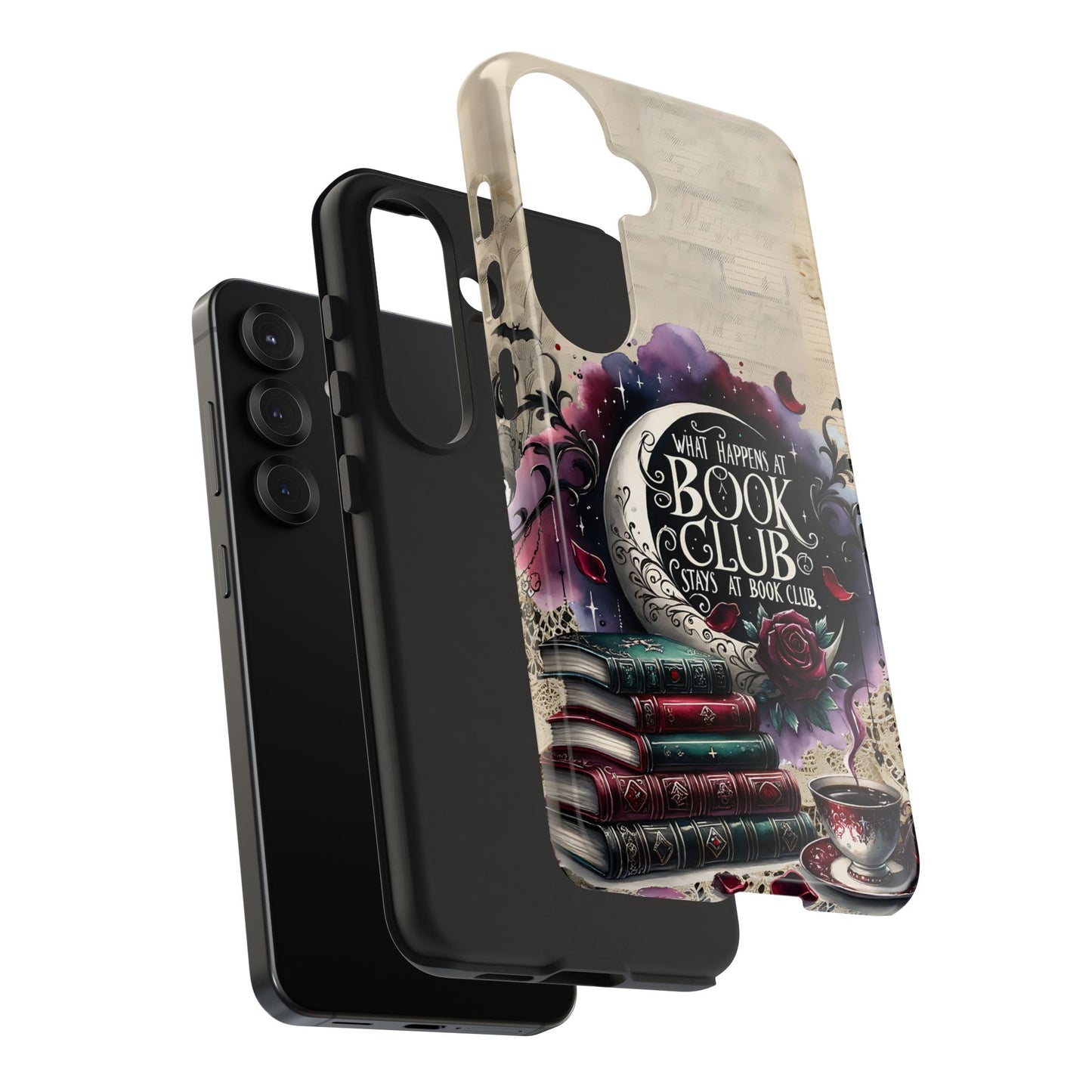 Book Club Phone Case — "What Happens at Book Club Stays at Book Club" Cozy Literary Design