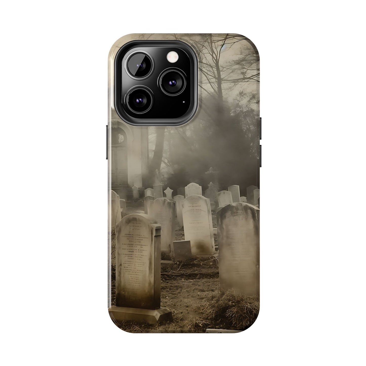 Cemetery Graveyard Phone Case — Spooky Fog Tombstone Tough Phone Case