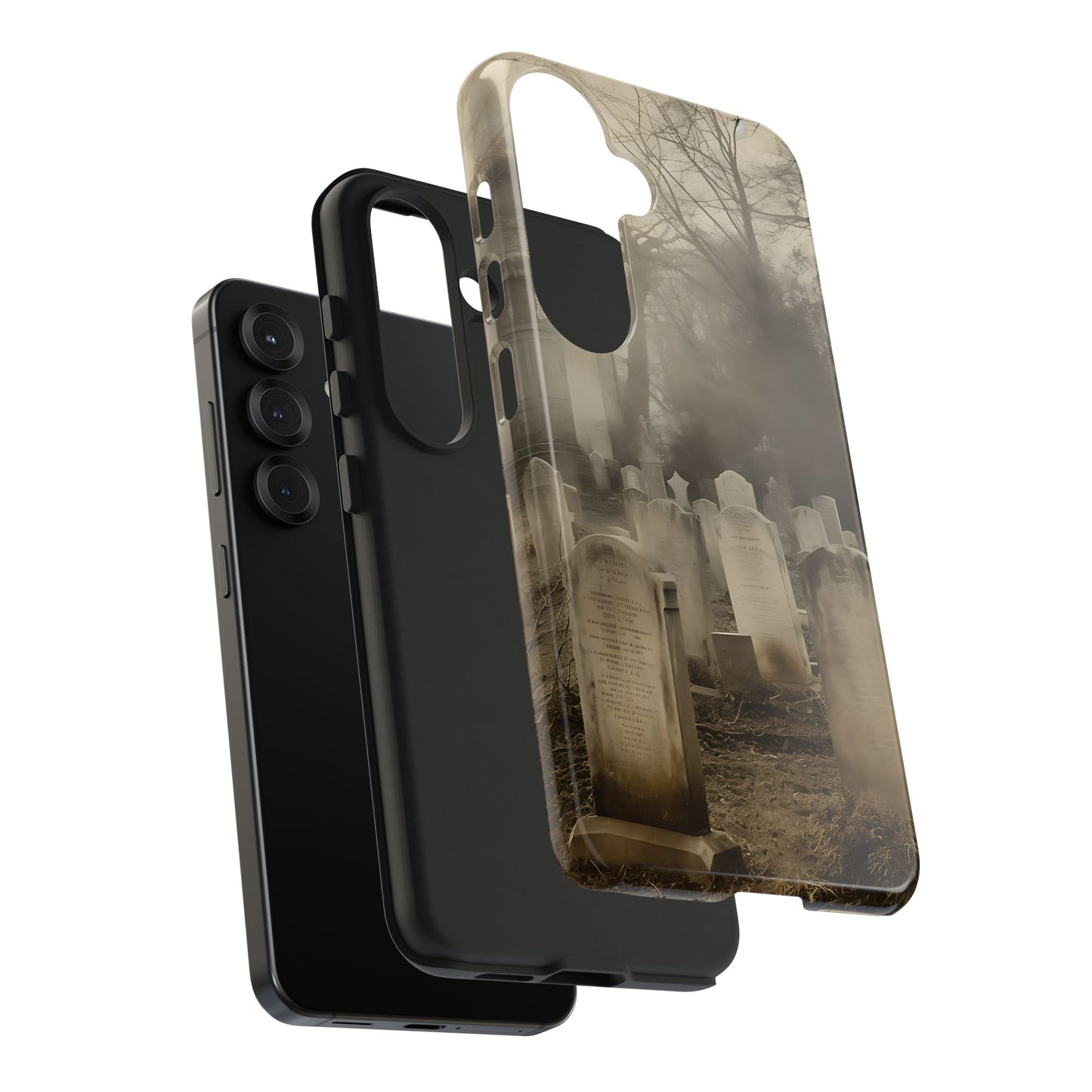 Cemetery Graveyard Phone Case — Spooky Fog Tombstone Tough Phone Case