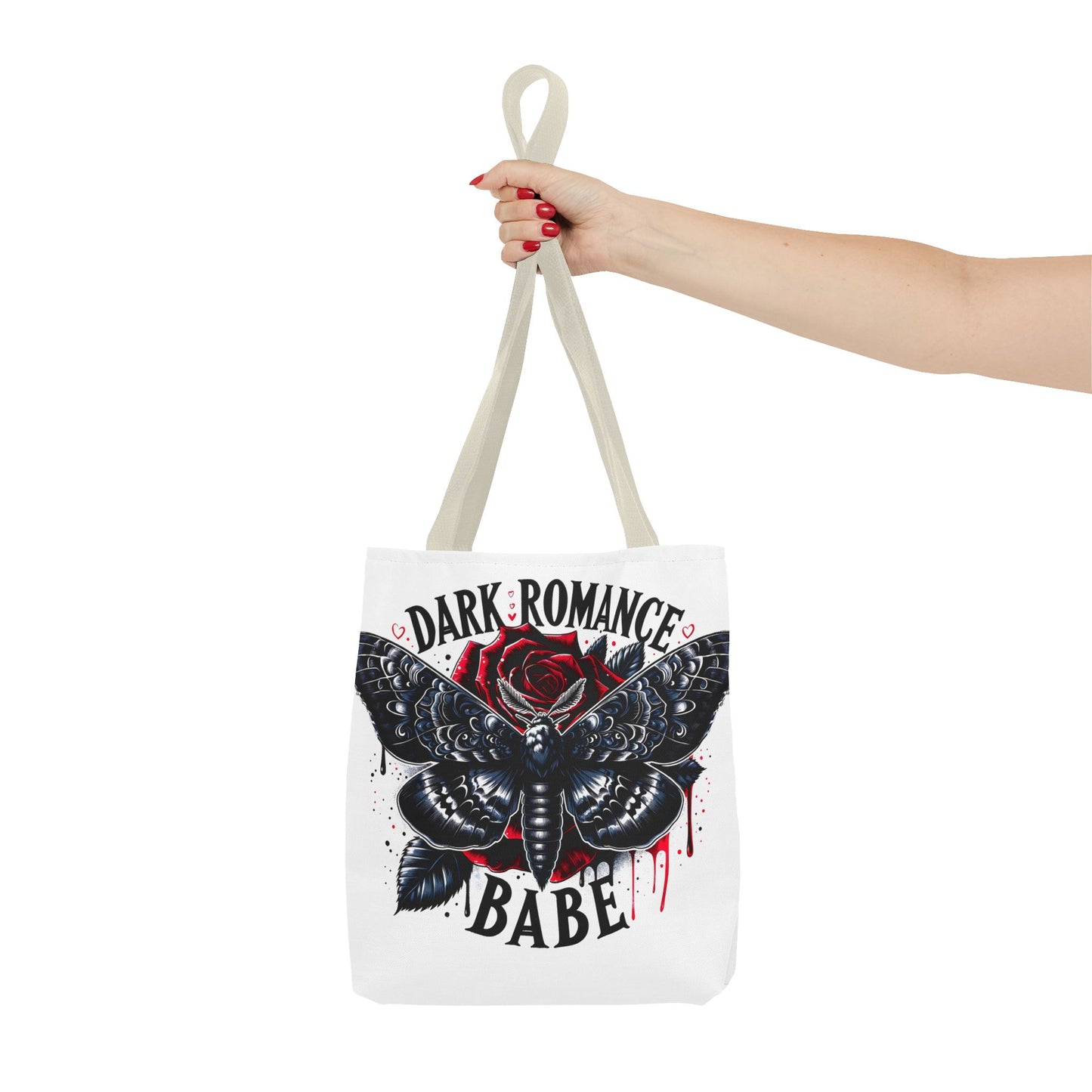 Dark Romance Babe Tote Bag — Gothic Moth & Rose All-Over Print