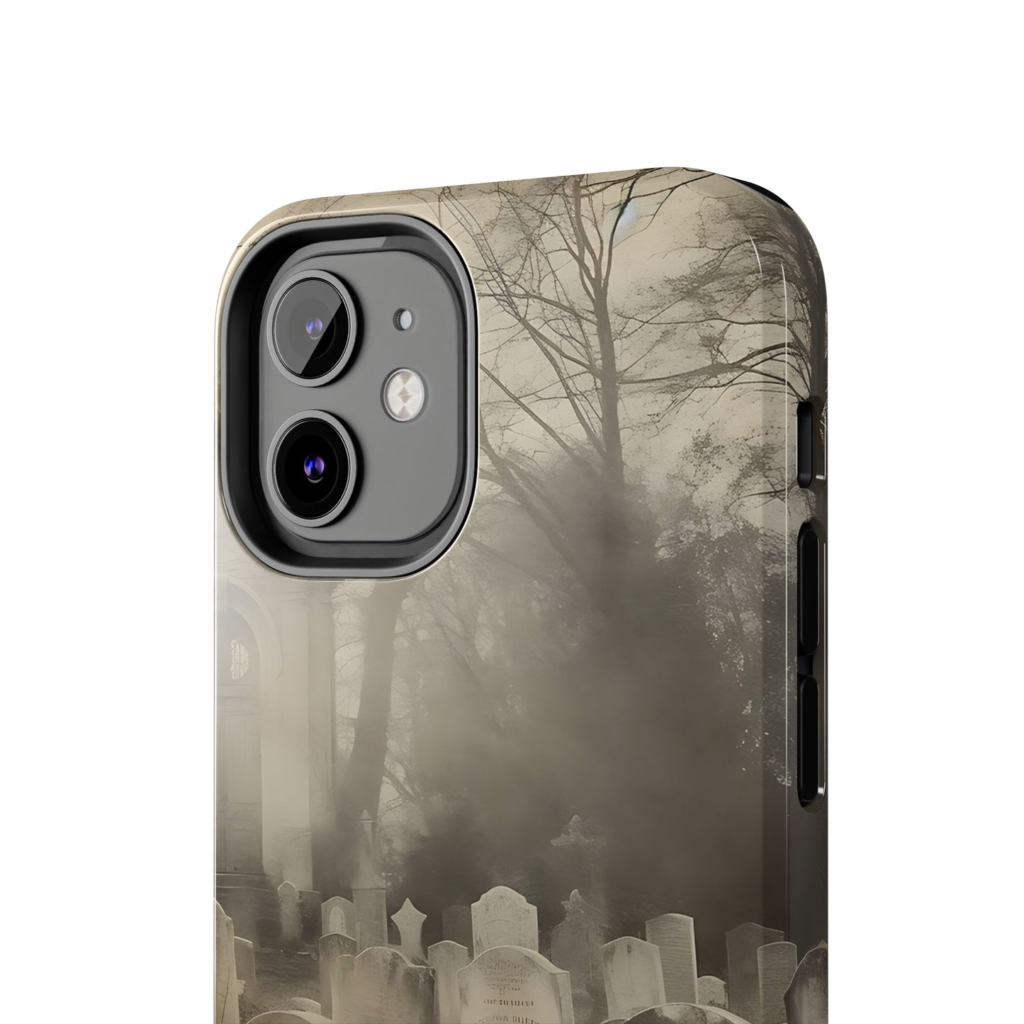 Cemetery Graveyard Phone Case — Spooky Fog Tombstone Tough Phone Case