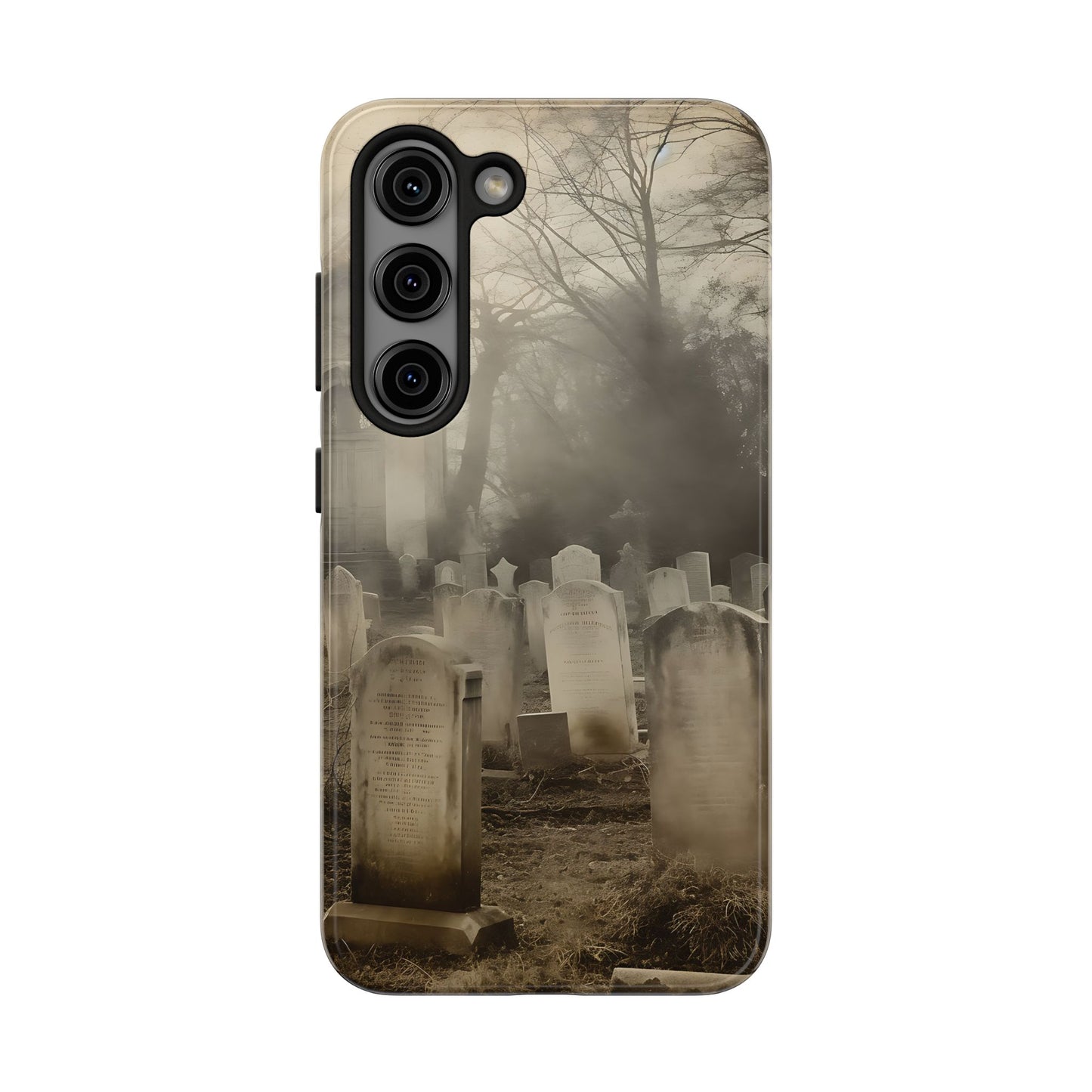 Cemetery Graveyard Phone Case — Spooky Fog Tombstone Tough Phone Case