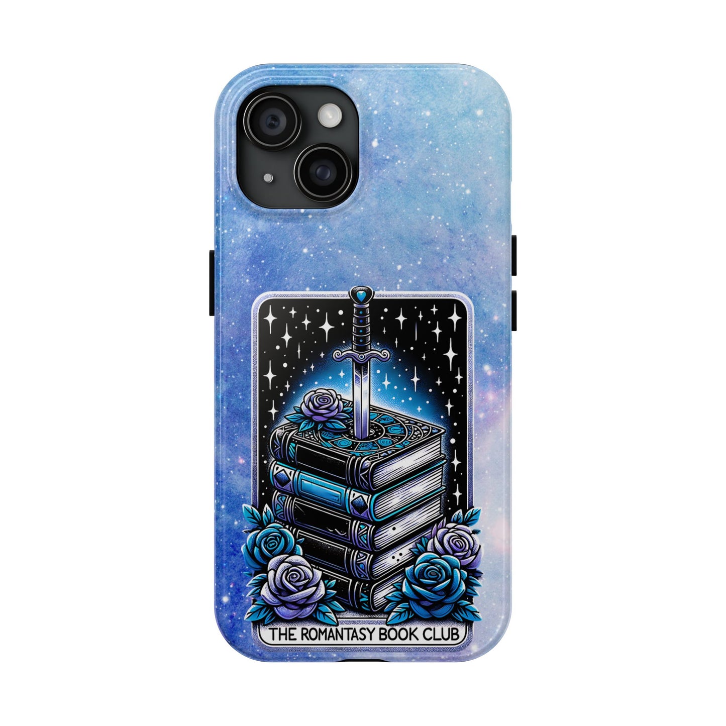 Fantasy Book Club Tough Phone Case — Sword & Stacked Books Design