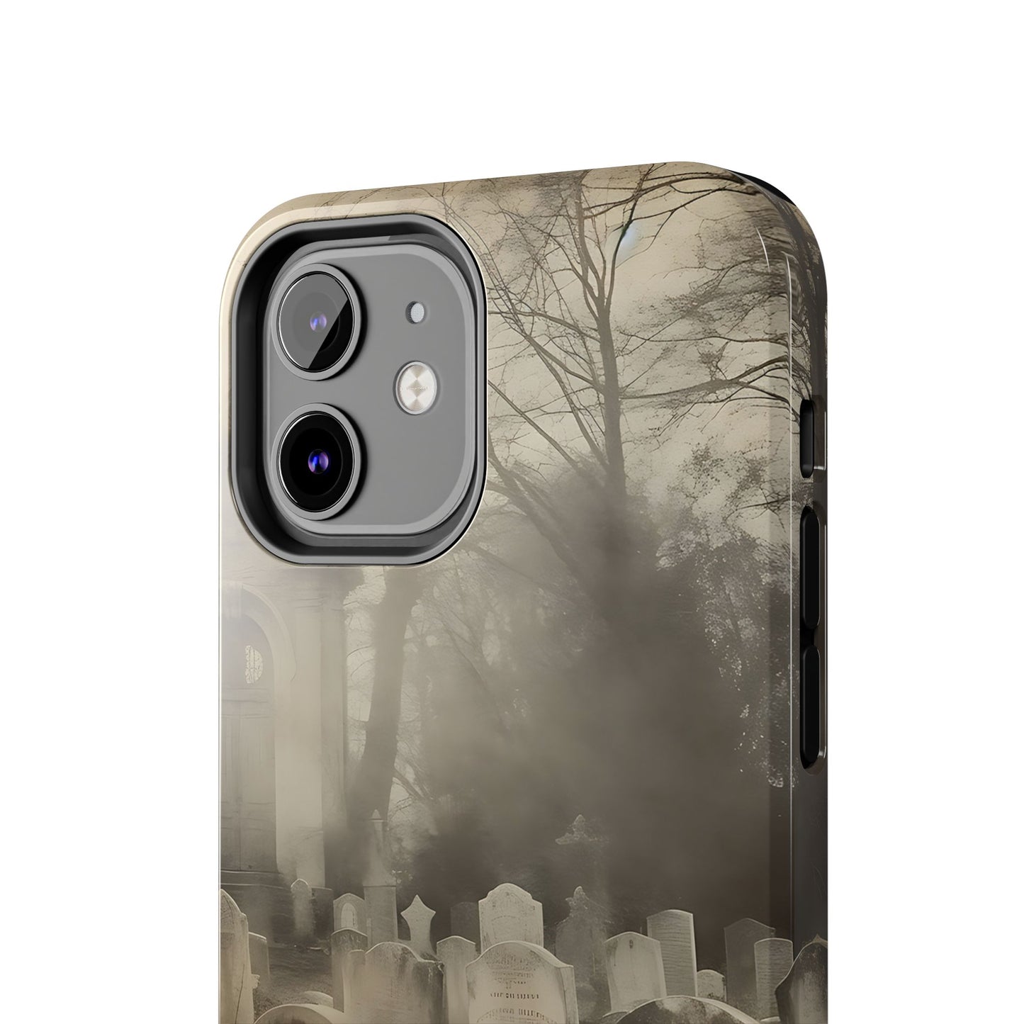 Cemetery Graveyard Phone Case — Spooky Fog Tombstone Tough Phone Case
