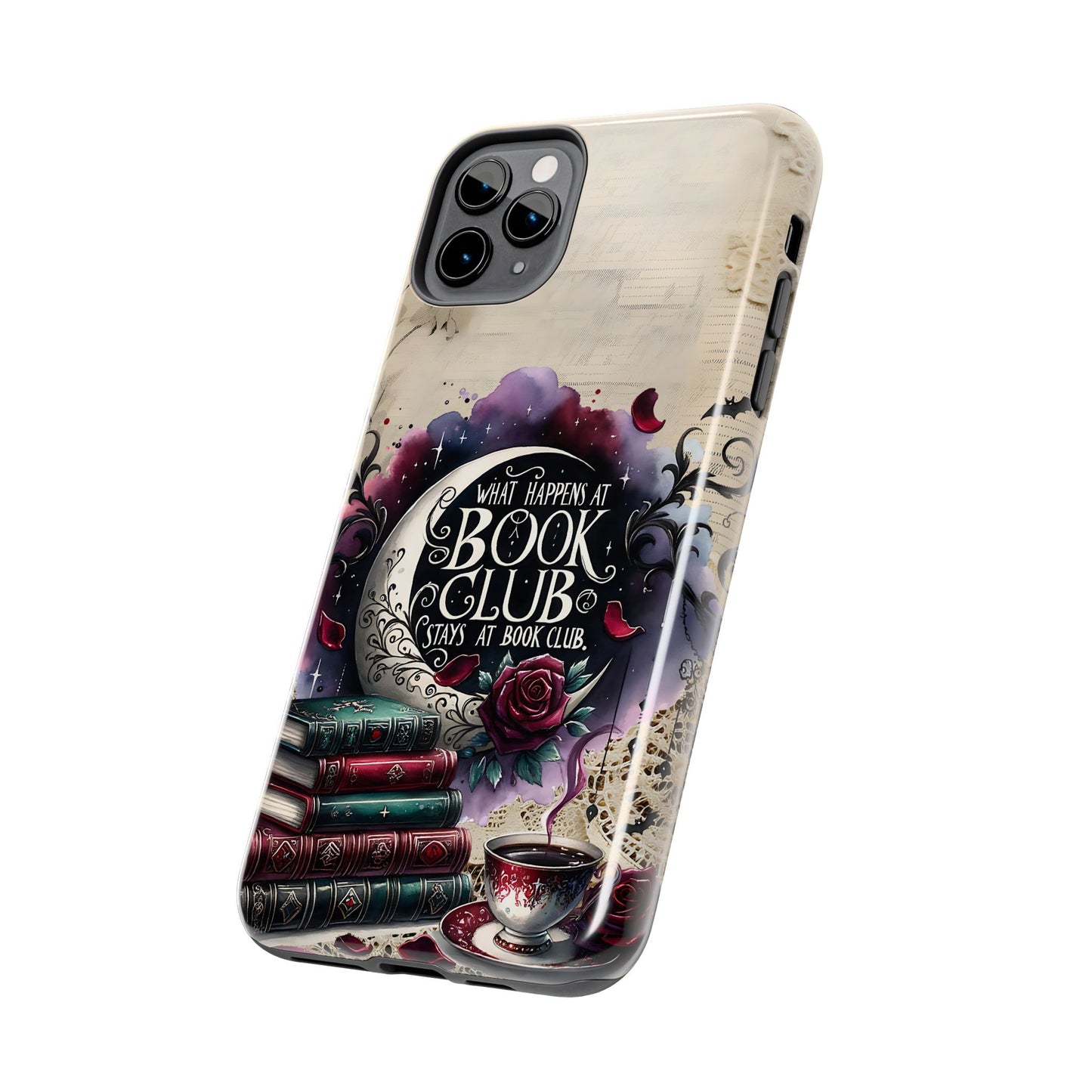 Book Club Phone Case — "What Happens at Book Club Stays at Book Club" Cozy Literary Design
